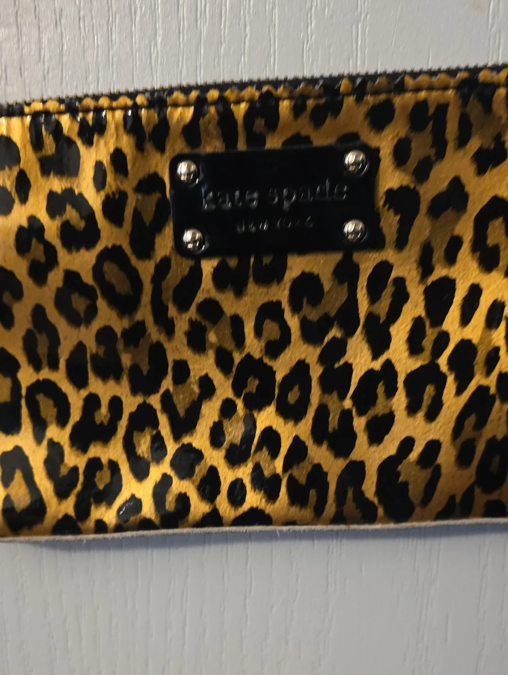 KATE SPADE LEOPARD PRINT CROSSBODY SHOULDER BAG - GOLD AND BROWN